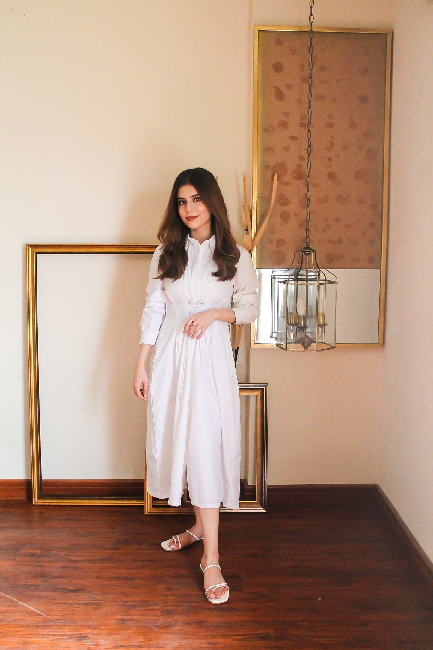 White Corset Shirt Dress