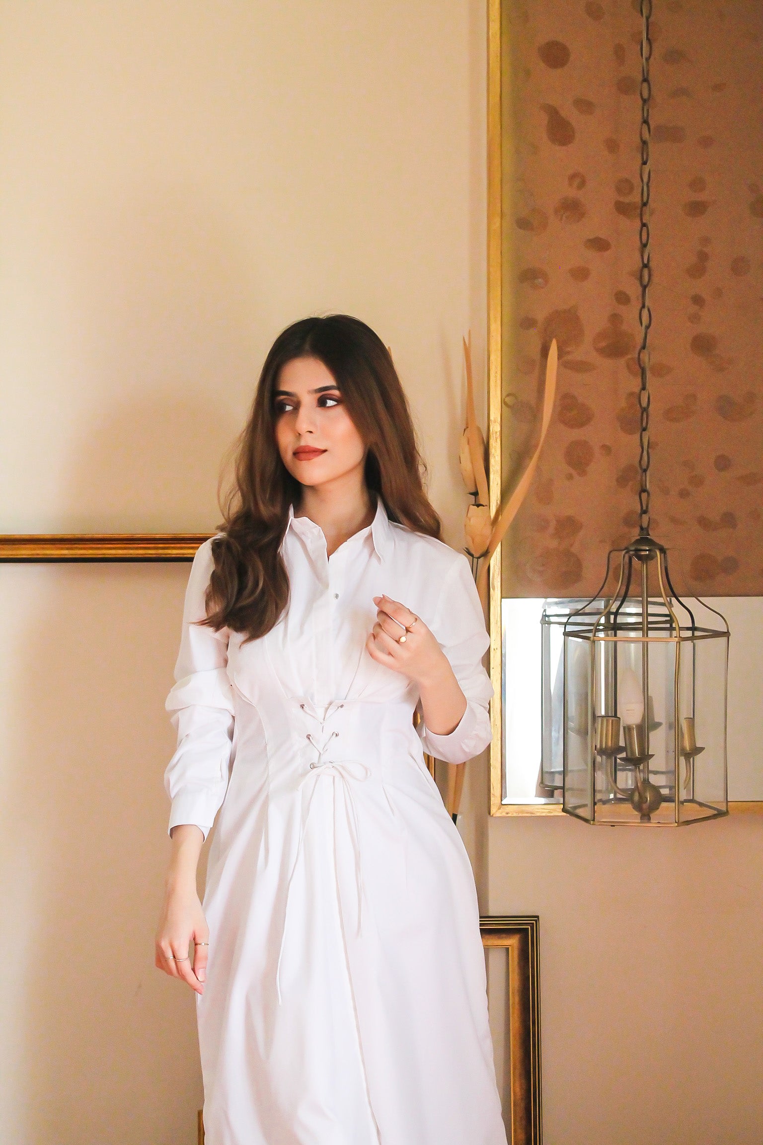 White Corset Shirt Dress ZoyaHussain White Corset Shirt Dress ZoyaHussain