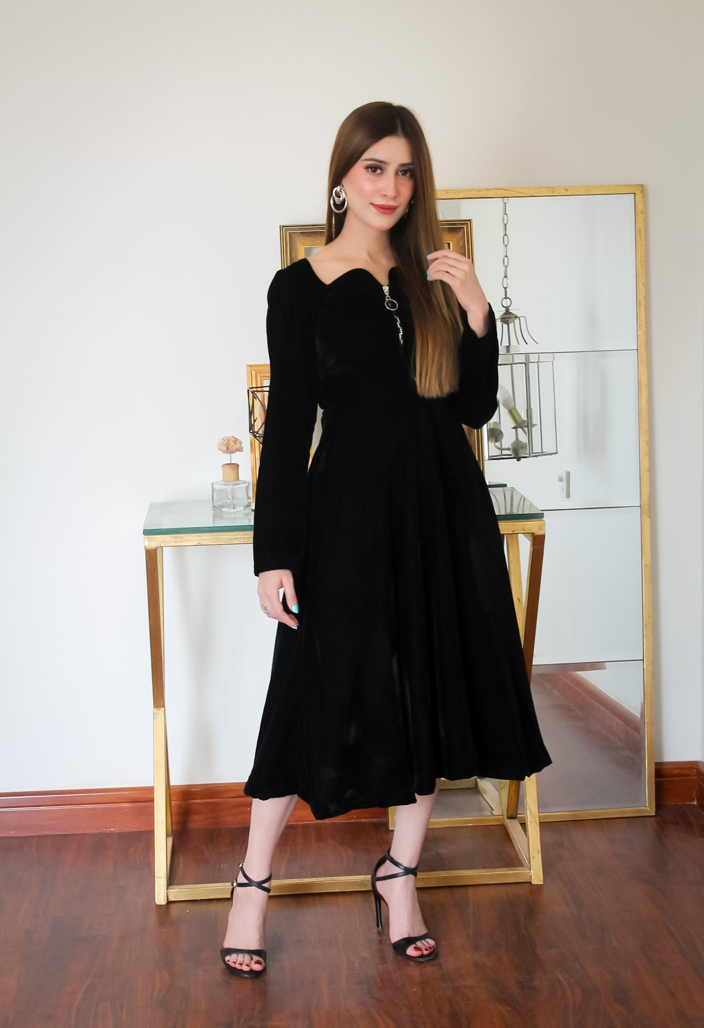 Falcon Black Velvet Dress