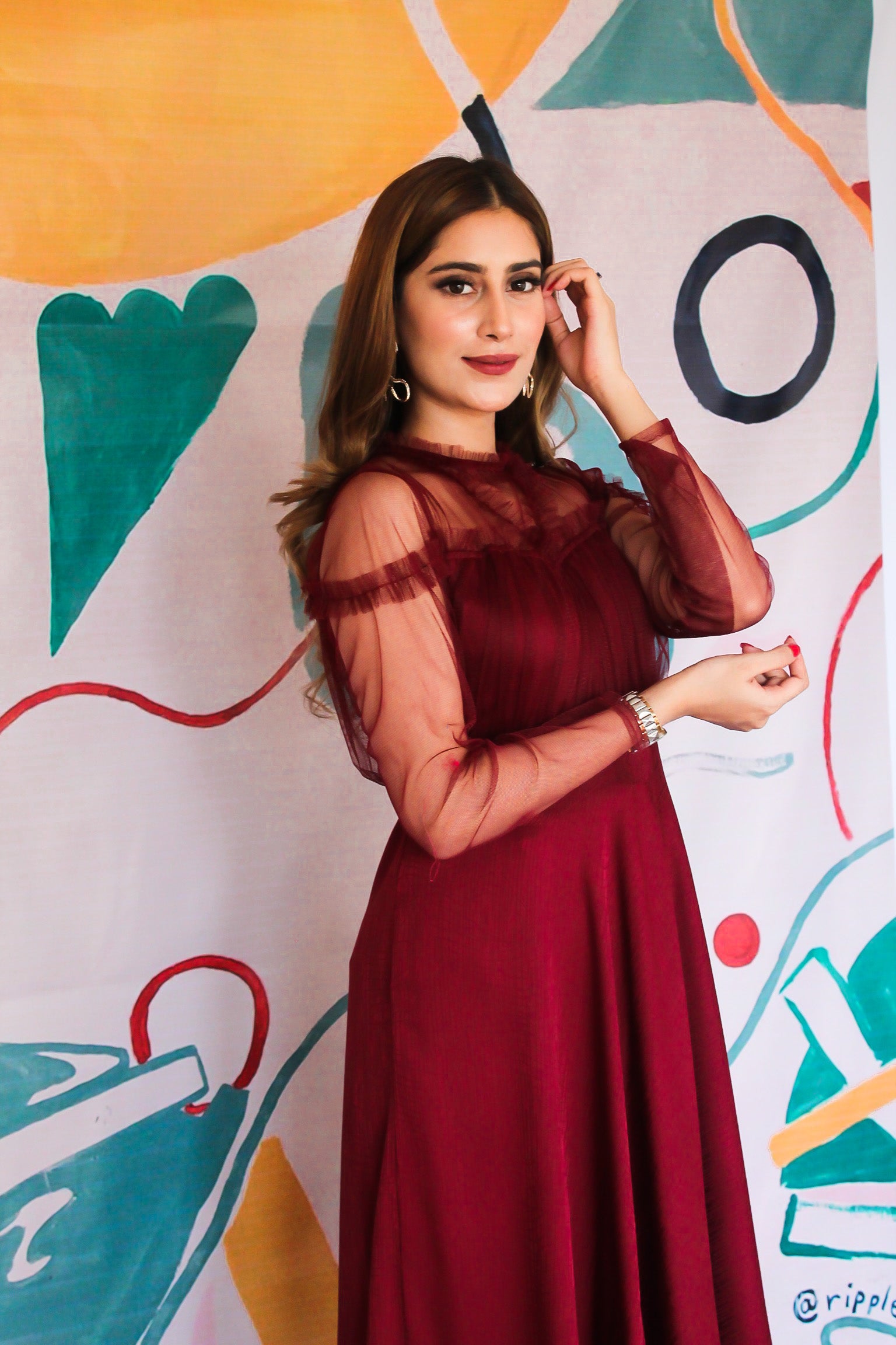 burgundy dress pakistan Berry