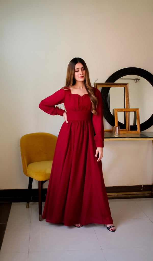 Buy Red Western Sleeveless Anarkali Organza Dress at Amazon.in