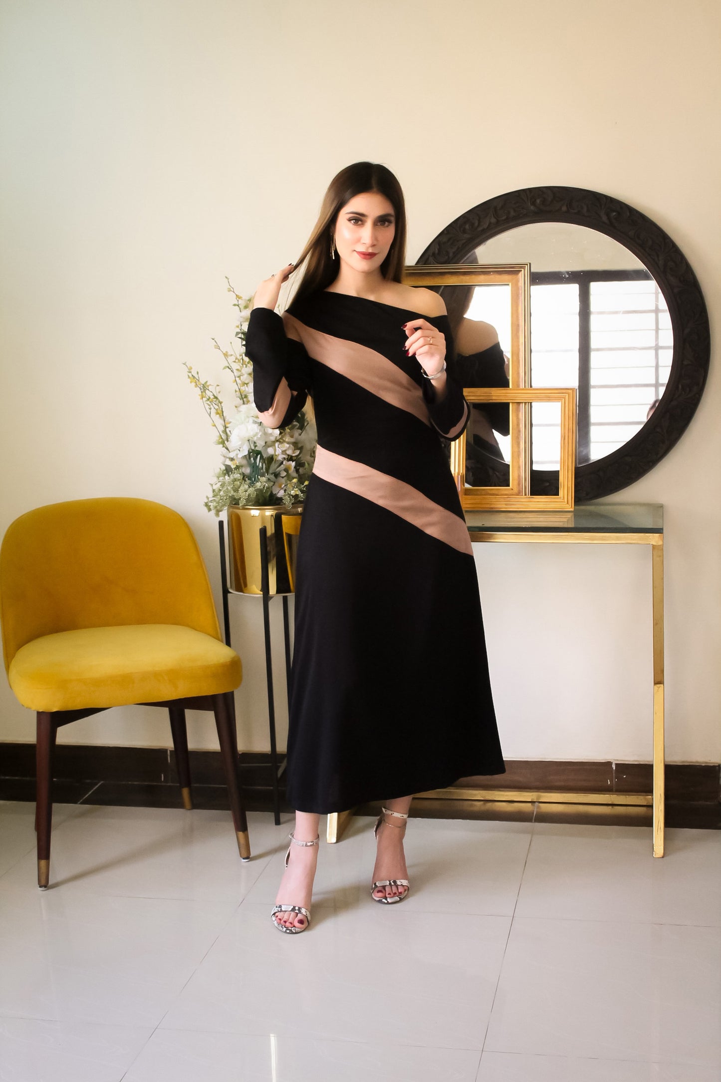 ONYX ASYMMETRICAL DRESS